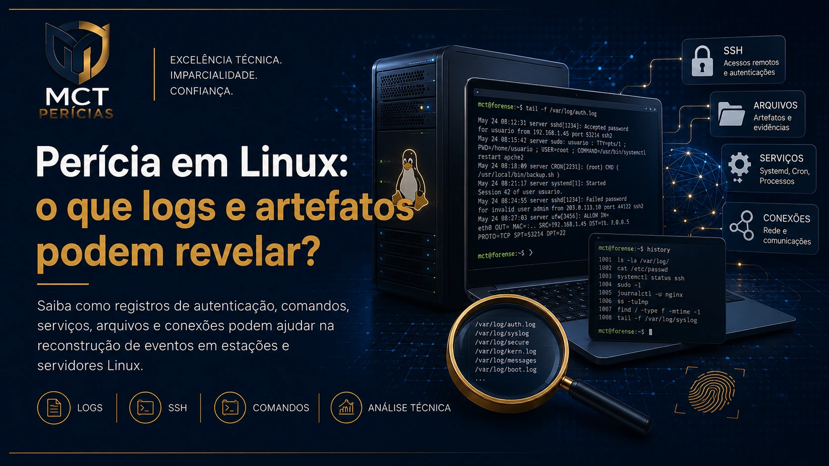 Capa do artigo Perícia em Linux: o que logs e artefatos podem revelar?